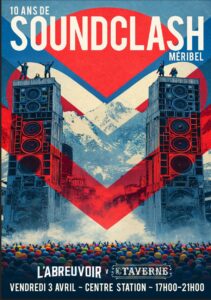 the ultimate street party. Dj battle between bars, in the centre of Meribel ski resort.