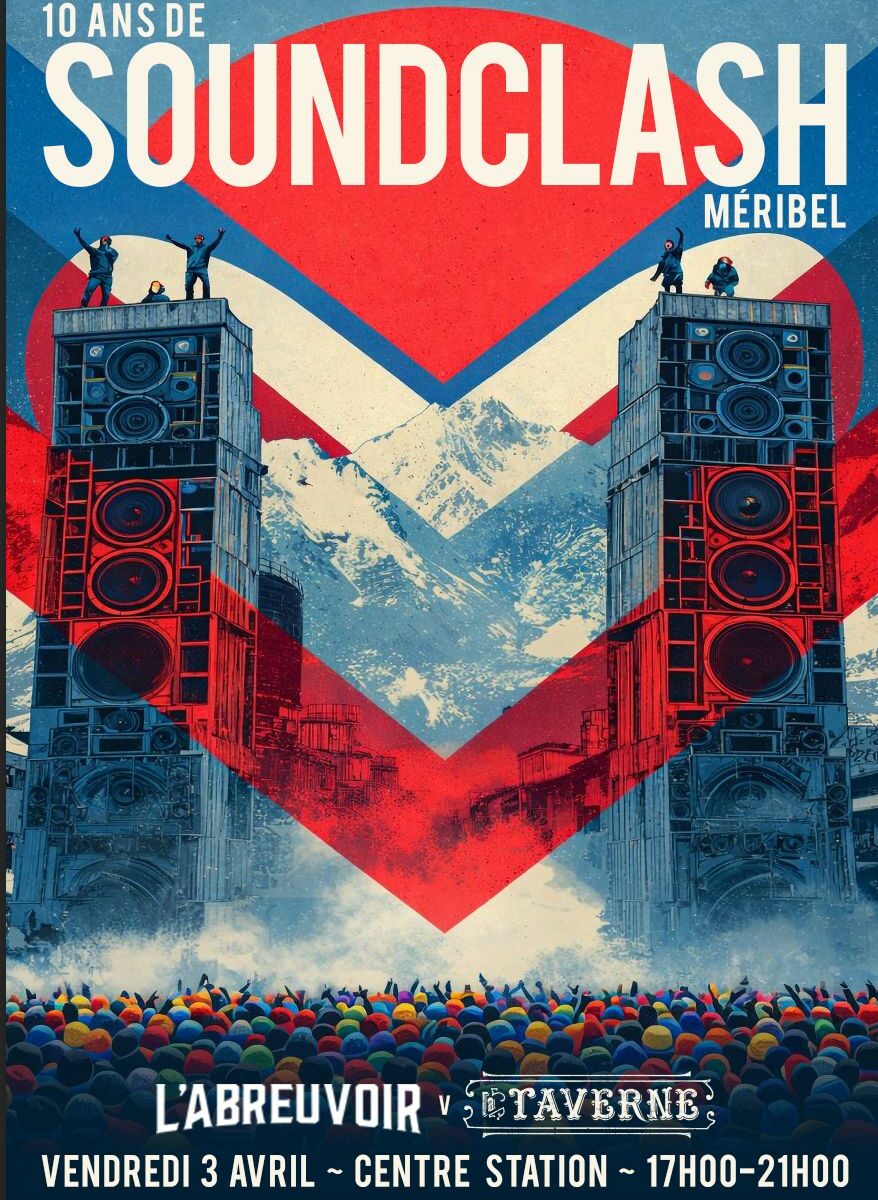 the ultimate street party. Dj battle between bars, in the centre of Meribel ski resort.